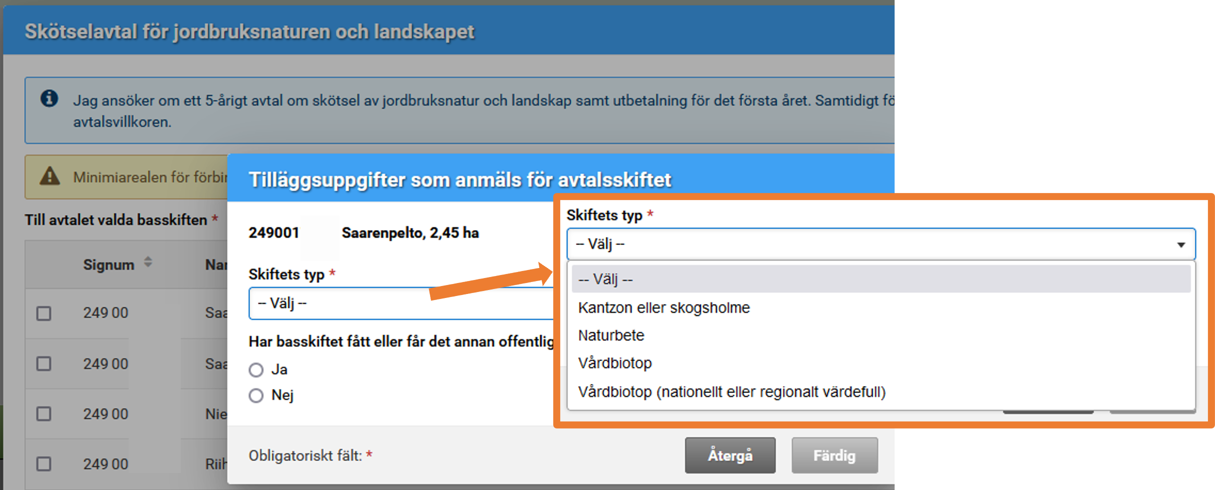Skärmdump från Viputjänsten, tilläggsuppgifter