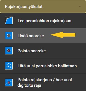 Kuvankaappaus Vipusta. Valitse lisää saareke -työkalu