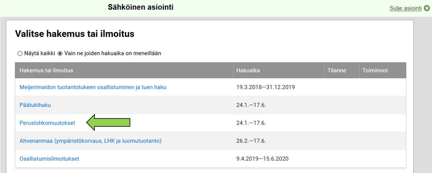 Kuvakaappaus Valitse peruslohkomuutokset