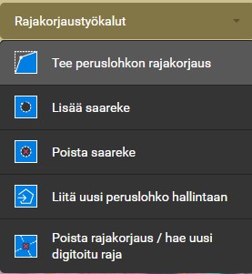Kuvankaappaus Vipusta. Valitse tee peruslohkon rajakorjaus