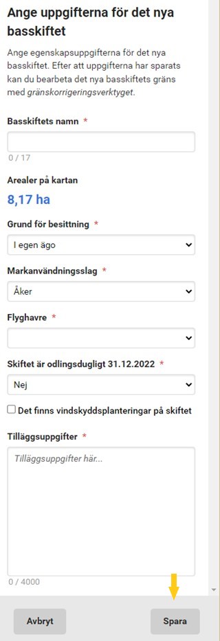 Skärmdump ur Viputjänsten. Fyll i uppgifterna