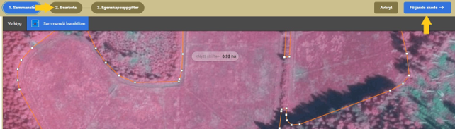 Skärmdump från Viputjänsten: Efter sammanslagning gå över till följande skede.