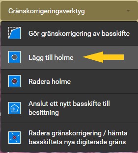 Skärmdump från Viputjänsten: Välj verktyget Lägg till holme.