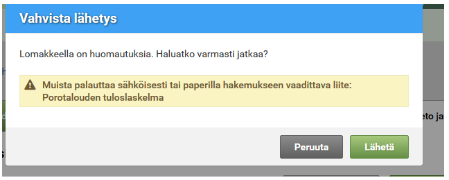 Vahvista lähetys -välilehti.