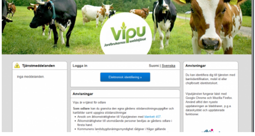 Skärmdump från Viputjänsten