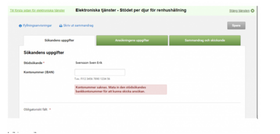 Skärmdump från Viputjänsten
