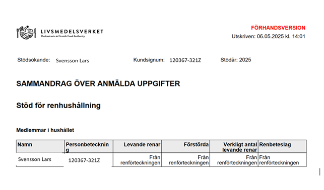 Skärmdump från Viputjänsten