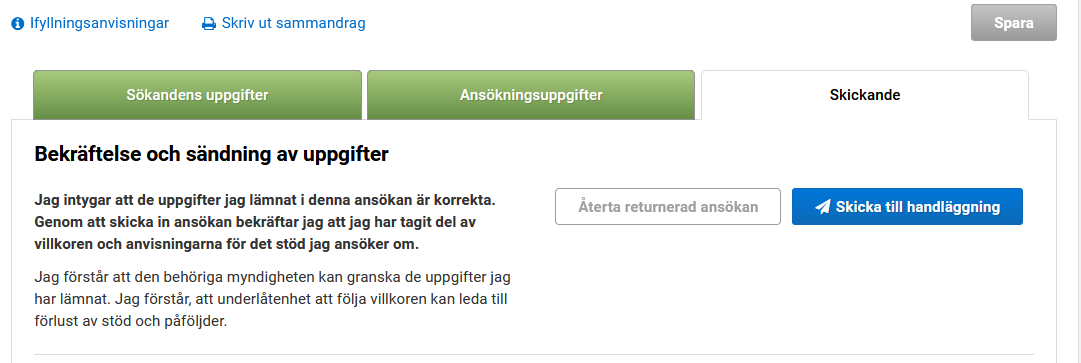 Skärmdump från Viputjänsten