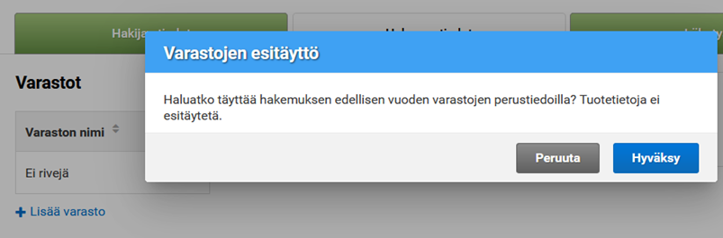 Kuvankaappaus Vipusta, varastojen esitäyttö