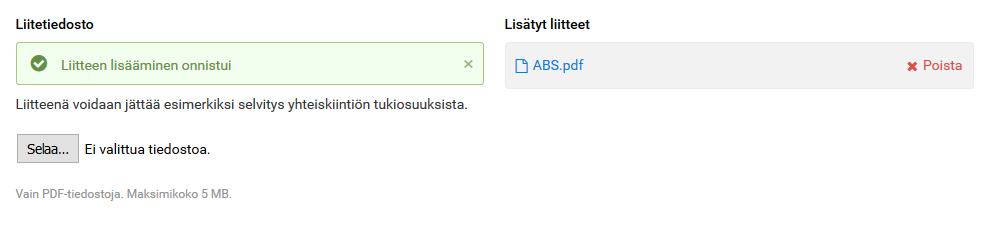 Kuvakaappaus vipusta, Liitteiden lisääminen