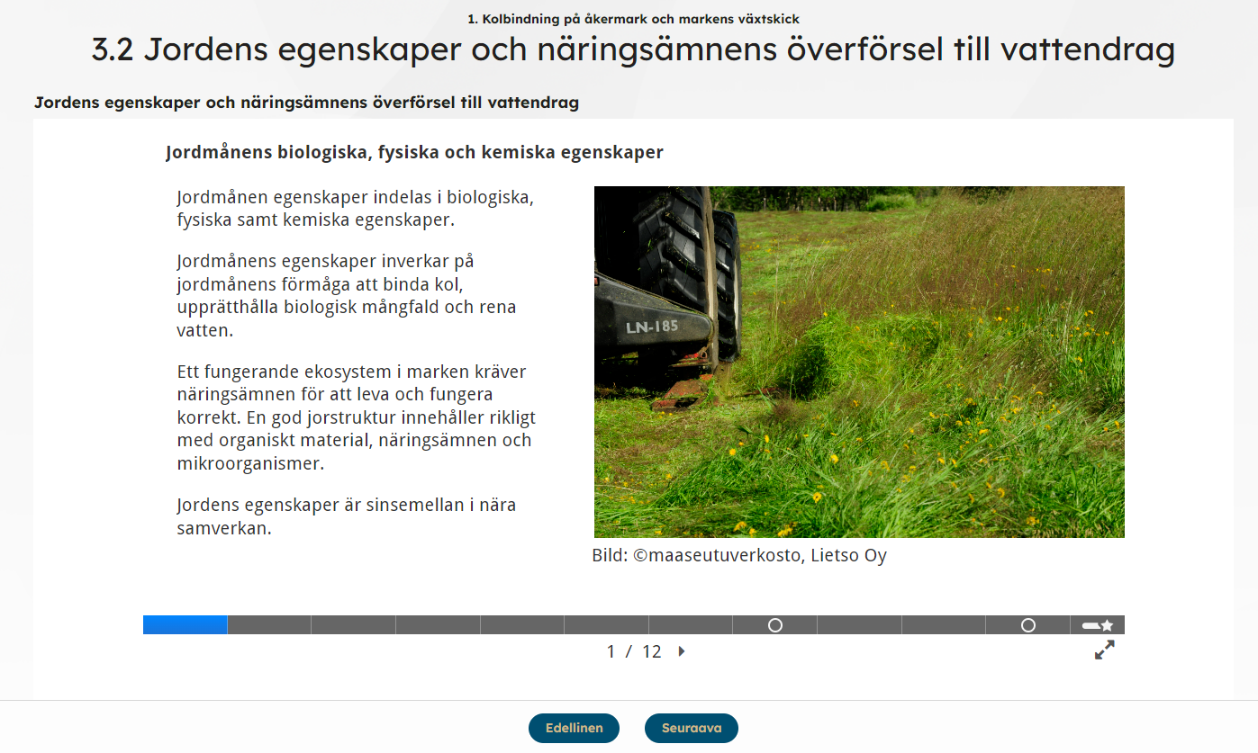 Exempel hur det ser ut i webbutbildningen. 