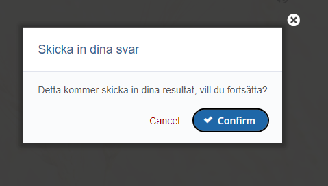 Exempel hur det ser ut i webbutbildningen: Scicka din svar.