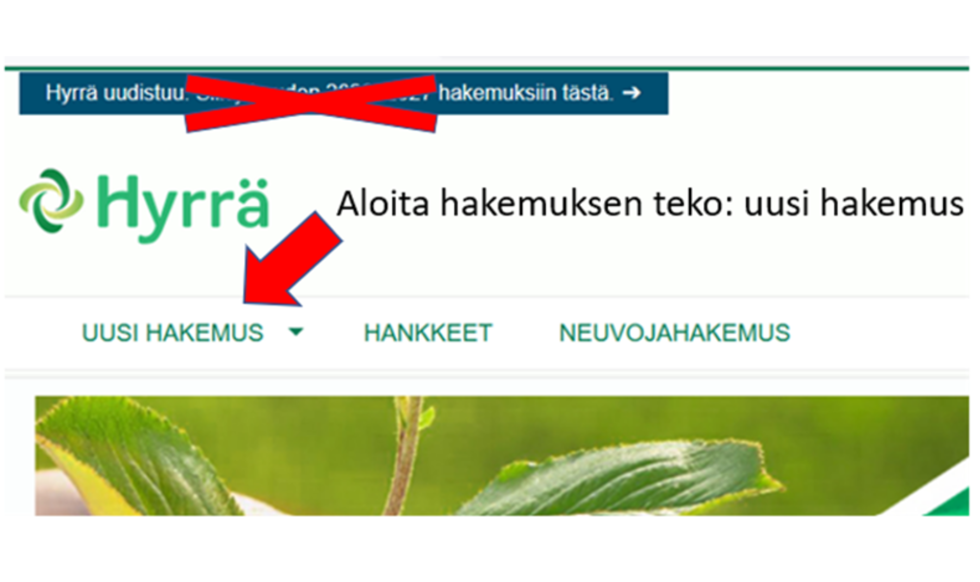 Aloita hakemus klikkaamalla "Uusi hakemus"