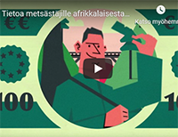 Infovideon kansi afrikkalaisesta sikarutosta metsästäjille.