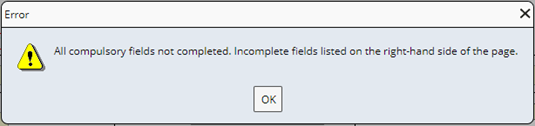 Error message