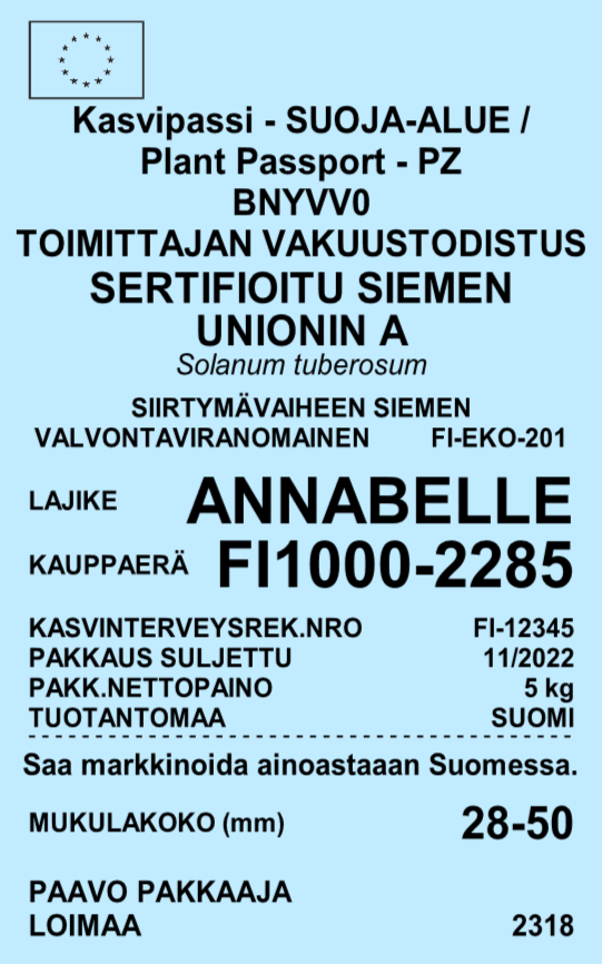 Kasvipassi vaaleansinisellä pohjalla Suoja-alue sertifioitu siirtymävaiheen siemen.png