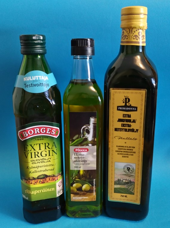 Primadonna, Borges ja Pirkka tuotemerkkien oliiviöljypullot